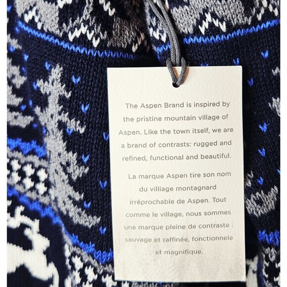 Aspen Men's Fair Isle Reindeer Christmas Sweater Navy Blue White Medium - Picture 7 of 8